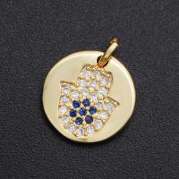 Cubic Zirconia Micro Pave Brass Pendant, with Shell, gold color plated, DIY & micro pave cubic zirconia 