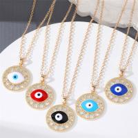 Evil Eye Jewelry Necklace, Zinc Alloy, gold color plated, enamel & with rhinestone Approx 14.96 Inch 