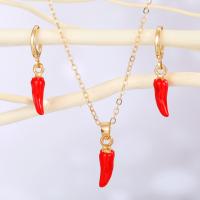 Enamel Zinc Alloy Necklace, Pepper, gold color plated & for woman .7 