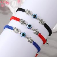 Evil Eye Jewelry Bracelet, Polyester Cord, with Resin & Zinc Alloy, Turtle, silver color plated, adjustable & for woman .5 Inch 