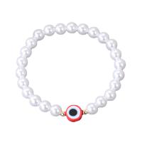 Evil Eye Jewelry Bracelet, ABS Plastic Pearl, with Polymer Clay, for woman .5 Inch 