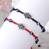 Evil Eye Jewelry Bracelet, Polyester Cord, with Resin & Zinc Alloy, silver color plated, adjustable & for woman .5 Inch 