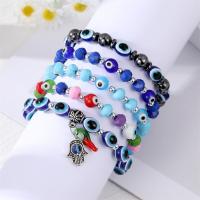 Evil Eye Jewelry Bracelet, Lampwork, with Non Magnetic Hematite & Resin & Zinc Alloy, silver color plated & for woman .5 Inch 