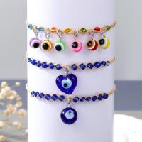 Evil Eye Jewelry Bracelet, Rafi Straw, with Lampwork & Resin & Zinc Alloy, silver color plated & for woman .5 Inch 