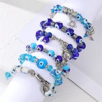 Evil Eye Jewelry Bracelet, Zinc Alloy, with Polyester Cord & Crystal & Lampwork & Resin, silver color plated & for woman & with rhinestone .5 Inch 