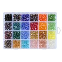 Round Crystal Beads, with Plastic Box, AB color plated, DIY & faceted, mixed colors Approx 