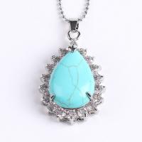 Gemstone Necklaces, Zinc Alloy, with Gemstone, Teardrop, platinum color plated & Unisex & with rhinestone Approx 17.72 Inch 
