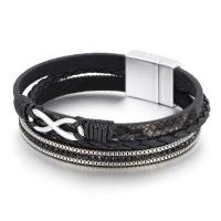 PU Schnur Armbänder, PU Leder, mit Zinklegierung, Unendliche, hochwertige plattiert und nie verblassen, Modeschmuck & mehrschichtig & für Frau & mit Strass, keine, Länge:19.5 cm, verkauft von PC