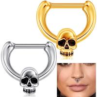 Stainless Steel Belly Ring, 316L Stainless Steel, Skull, Vacuum Ion Plating, hypo allergic & Unisex 1.2mm,10mm 