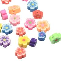 Flower Polymer Clay Beads, Plum Blossom, brushwork, DIY, mixed colors, 5.5-8x4-5mm Approx 1mm, Approx 