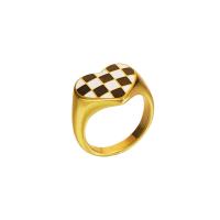 Titanium Steel Finger Ring, gold color plated, micro pave cubic zirconia & for woman & hollow, 20mm 