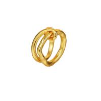 Brass Finger Ring, gold color plated, Double Layer & Unisex, 27mm 
