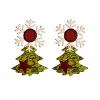 Christmas Earrings, Acrylic, Christmas Tree, fashion jewelry & for woman, multi-colored, 50mm 