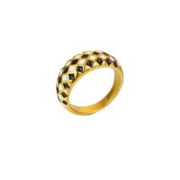 Brass Finger Ring, gold color plated, fashion jewelry & Unisex & enamel, white and black, 22mm 