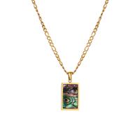 Ожерелье, Латунь, с Ракушка, Квадратная форма, плакирован золотом, ювелирные изделия моды & Женский, Много цветов для выбора, 25mm, длина:46 см, продается PC
