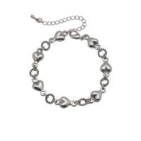 Stainless Steel Charm Bracelet, 314 Stainless Steel, with Zinc Alloy, with 1.96inch extender chain, Heart, adjustable & for woman Approx 6.7 Inch 