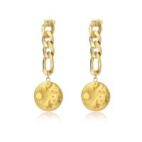 Stainless Steel Drop Earring, 304 Stainless Steel, gold color plated, for woman 