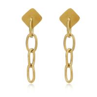 Titanium Steel Earrings, gold color plated, for woman & hollow 