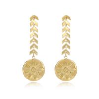 Stainless Steel Drop Earring, 304 Stainless Steel, gold color plated, for woman, skyblue 