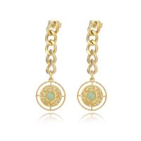 Stainless Steel Drop Earring, 304 Stainless Steel, with Gemstone, gold color plated, for woman & hollow 