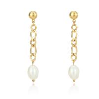 Stainless Steel Drop Earring, 304 Stainless Steel, with Plastic, gold color plated, for woman 