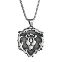 304 Stainless Steel Necklace, Lion, platinum color plated & for man Approx 17.71 Inch 