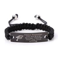 Titanium Steel Bracelet & Bangle, with Polyester Cord, braided bracelet & with letter pattern & for woman, coffee color Approx 7.48 Inch 