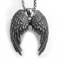 304 Stainless Steel Necklace, Wing Shape & for man, black Approx 21.65 Inch 