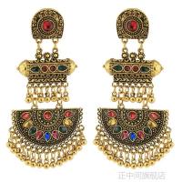 Zinc Alloy Chandelier Earring, antique gold color plated, fashion jewelry & for woman & with rhinestone 