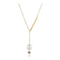 Rhinestone Zinc Alloy Necklace, with 1.97inch extender chain, KC gold color plated, mother of Pearl & fashion jewelry & for woman & with rhinestone Approx 16.54 Inch 