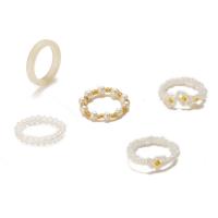 Ring Set, Resin, with Seedbead & Plastic Pearl, 5 pieces & fashion jewelry & for woman 