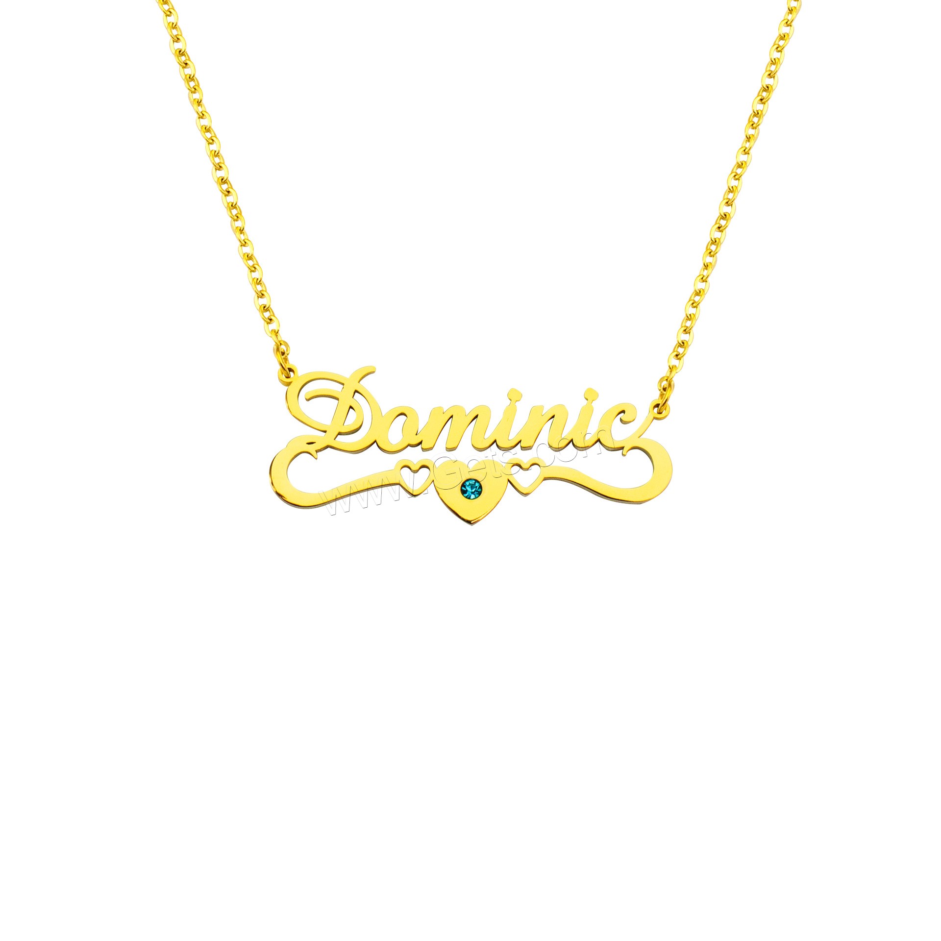 Stainless Steel Jewelry Necklace, 304 Stainless Steel, with 1.97inch extender chain, Vacuum Ion Plating, Each custom text must be less than 10 letters & fashion jewelry & Unisex & different styles for choice & with rhinestone, more colors for choice, Length:Approx 17.72 Inch, Sold By PC