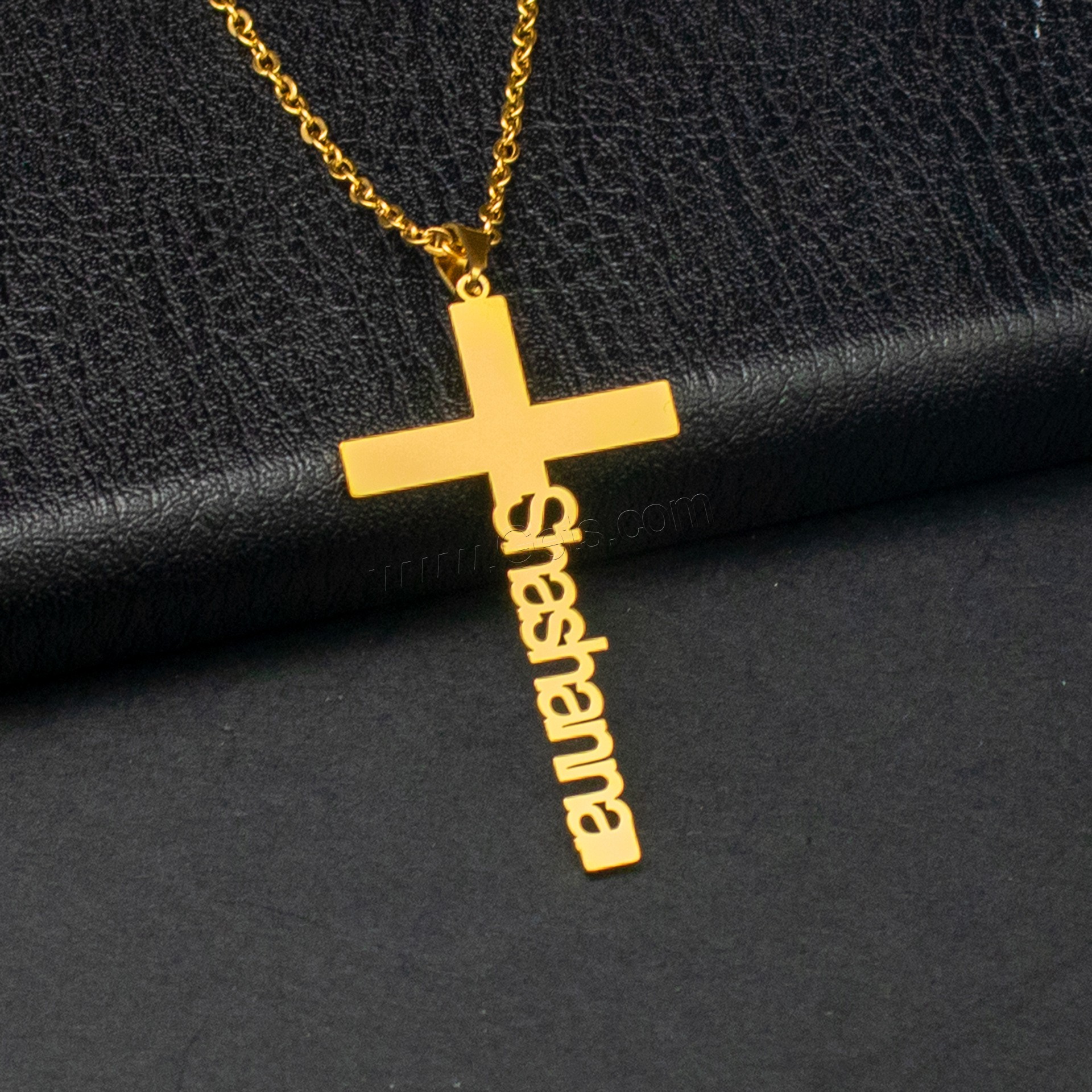 304 Stainless Steel Necklace, with 1.97inch extender chain, Cross, Vacuum Ion Plating, Each custom text must be less than 10 letters & fashion jewelry & Unisex, more colors for choice, Length:Approx 17.72 Inch, Sold By PC