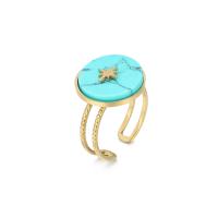 Stainless Steel Finger Ring, 304 Stainless Steel, with turquoise, Vacuum Ion Plating, fashion jewelry & for woman 