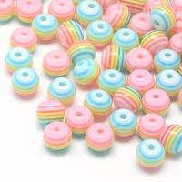 Striped Resin Beads, DIY, multi-colored, 8mm Approx 2mm 