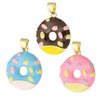 Enamel Brass Pendants, Donut, gold color plated, fashion jewelry & DIY & for woman Approx 3mm 
