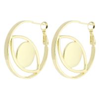 Messing Hoop Ohrringe, rund, goldfarben plattiert, Modeschmuck & böser Blick- Muster & für Frau, goldfarben, 32x33x3mm, verkauft von Paar