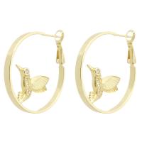 Brass Hoop Earring, Round, gold color plated, fashion jewelry & micro pave cubic zirconia & for woman, golden 