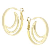 Messing Hoop Ohrringe, rund, goldfarben plattiert, Modeschmuck & DIY & für Frau, goldfarben, 31x30x3mm, verkauft von Paar
