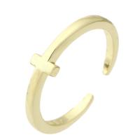 Brass Cuff Finger Ring, Round, gold color plated, fashion jewelry & for woman, golden, 2mm, US Ring .5 