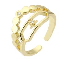 Cubic Zirconia Micro Pave Brass Finger Ring, Round, gold color plated, fashion jewelry & micro pave cubic zirconia & for woman, golden, 3mm 
