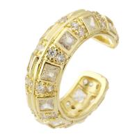 Cubic Zirconia Micro Pave Brass Finger Ring, Round, gold color plated, fashion jewelry & micro pave cubic zirconia & for woman, golden, 8mm, US Ring .5 