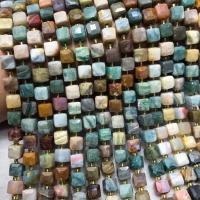 Ocean Agate Beads, with Seedbead, Square, polished, DIY & faceted, mixed colors Approx 38 cm 