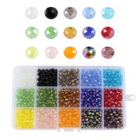 Round Crystal Beads, with Plastic Box, colorful plated, DIY & faceted, mixed colors Approx 