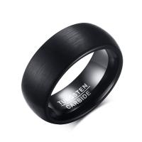 Tungsten Steel Finger Ring, vacuum plating black​ & for man, black, 8mm 