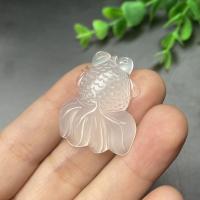 Natural Calcedony Pendant, Chalcedony, Goldfish, Carved 