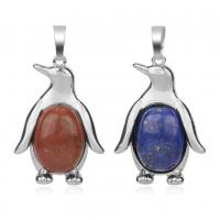 Gemstone Zinc Alloy Pendants, with Gemstone, Penguin & for woman 