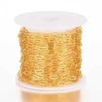 Chaine ovale en laiton, Placage de couleur d'or, Chaîne transversale & DIY, doré Environ Vendu par bobine