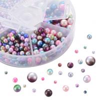 ABS Plastic Beads, with Plastic Box, Round, gradient color & DIY 2.5/3/4/5/6/8mm, Approx 