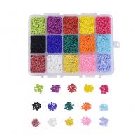 Mixed Glass Bead, Glass Beads, with Plastic Box, Round, rainbow, DIY & 15 cells mixed colors 
